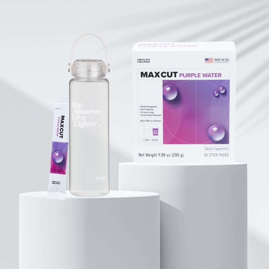 Limited Time Offer: MaxCut Purple Water (28 Sachets) & Water Bottle (30% OFF)